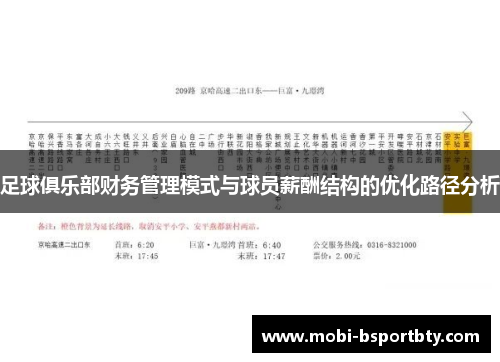 足球俱乐部财务管理模式与球员薪酬结构的优化路径分析