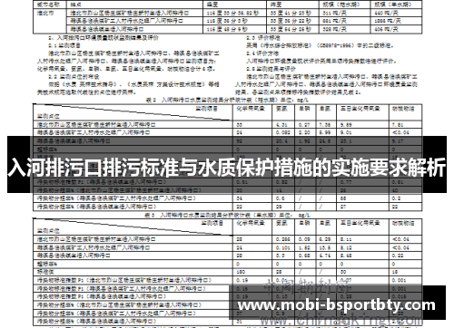 入河排污口排污标准与水质保护措施的实施要求解析